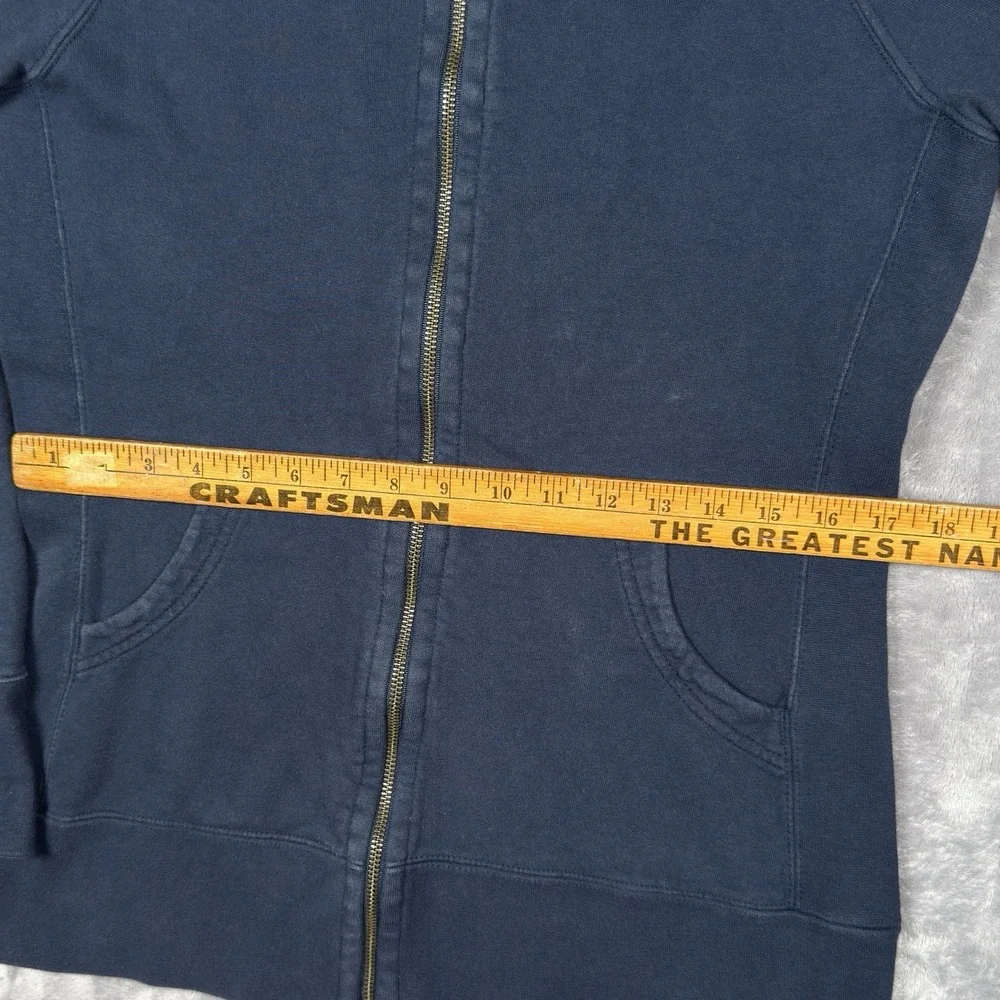 American‎ Giant Hoodie Womens L Blue Classic Full Zip Elbow Patches Heavyweight